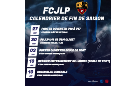 Vos dates de fin de saison !